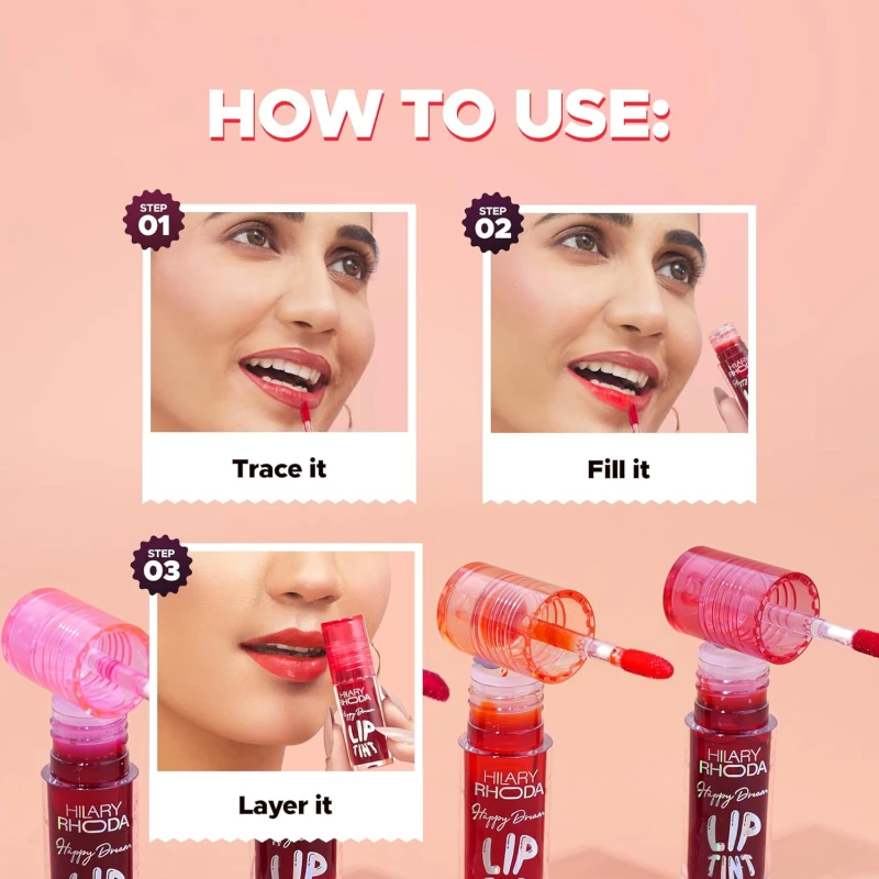 Hilary Rhoda Happy Dream Lip Tint | Hydrating Formula | Infused with Hyaluronic Acid | Cruelty-Free & Glossy Finish | Non-Sticky Formula - 3.7g (Mauve Delight- Shade 03) thumbnail 5